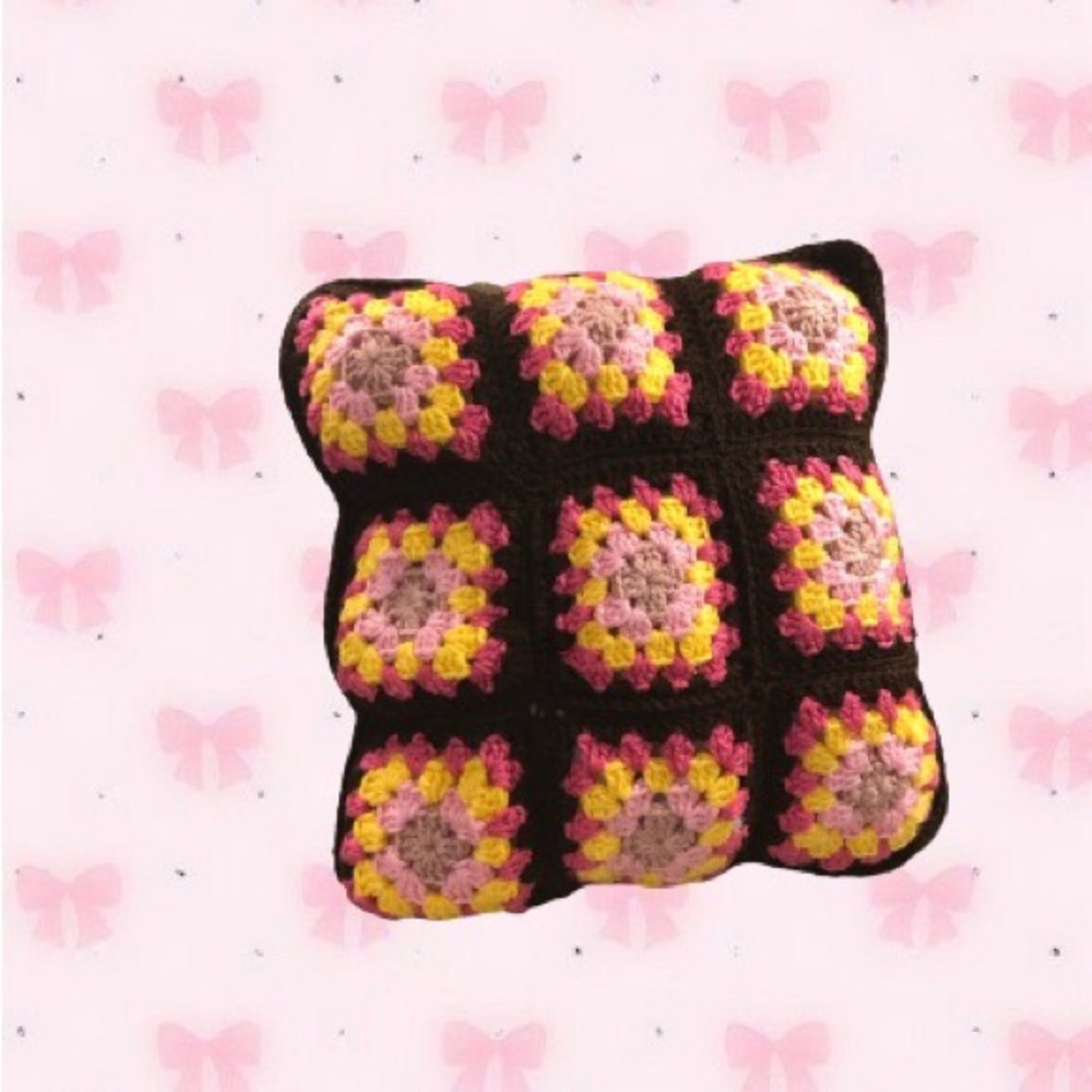 Crocheted granny square pillow!